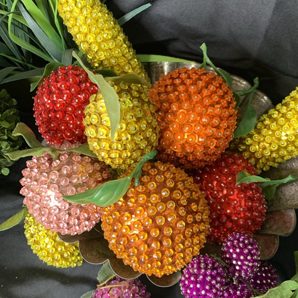 Set of 15 vintage sequin beaded pushpin fruits - Picture 2 of 11